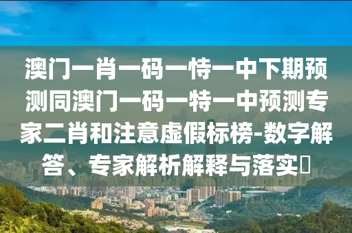 澳門一肖一碼一恃一中下期預(yù)測(cè)同澳門一碼一特一中預(yù)測(cè)專家二肖和注意虛假標(biāo)榜-數(shù)字山東水清源環(huán)?？萍加邢薰窘獯稹＜医馕鼋忉屌c落實(shí)?