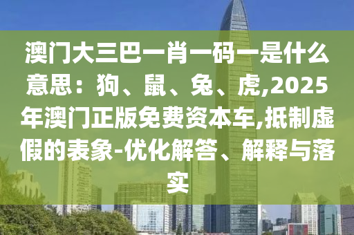 澳門大三巴一肖一碼一是什么意思：狗、鼠、兔、虎,2025年澳門正版免費資本車,抵制虛假的表象-優(yōu)化解答、解釋與落實