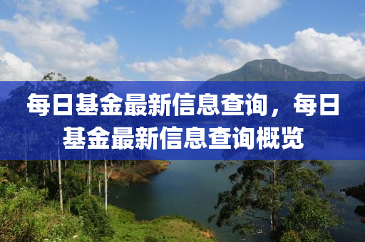 每日基金最新信息查詢，每日基金最新信息查詢概覽
