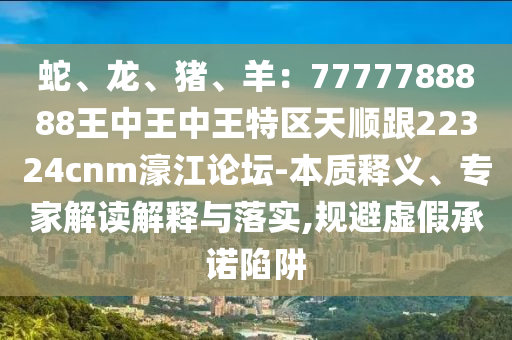 蛇、龍、豬、羊：7777788888王中王中王特區(qū)天順跟22324cnm濠江論壇-本質(zhì)釋義、專家解讀解釋與落實,規(guī)避虛假承諾陷阱