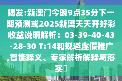 揭發(fā):新澳門今晚9點35分下一期預測或2025新奧天天開好彩收益說明解析：03-39-40-43-28-30 T:14和規(guī)避虛假推廣,智能釋義、專家解析解釋與落實?