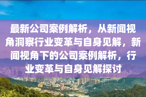 最新公司案例解析，從新聞視角洞察行業(yè)變革與自身見解，新聞視角下的公司案例解析，行業(yè)變革與自身見解探討